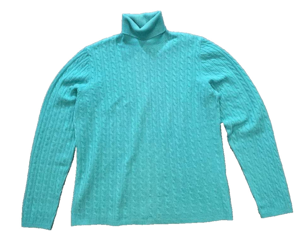 Sutton Studio 100% Cashmere Turtleneck Sweater Size X-Large Cable Knit A010518